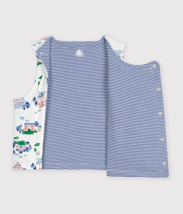 Chaleco reversible de algod&oacute;n con estampado de Par&iacute;s para beb&eacute; blanco/multicolor