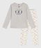 Pijama infantil de algodón con estampado de pingüino gris BELUGA/blanco MULTICO