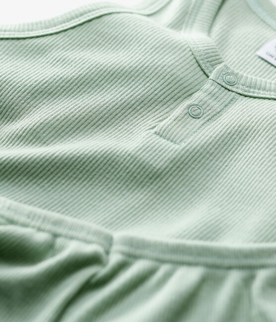 Pijama corto liso jade de algodón y lyocell de niño verde HERBIER