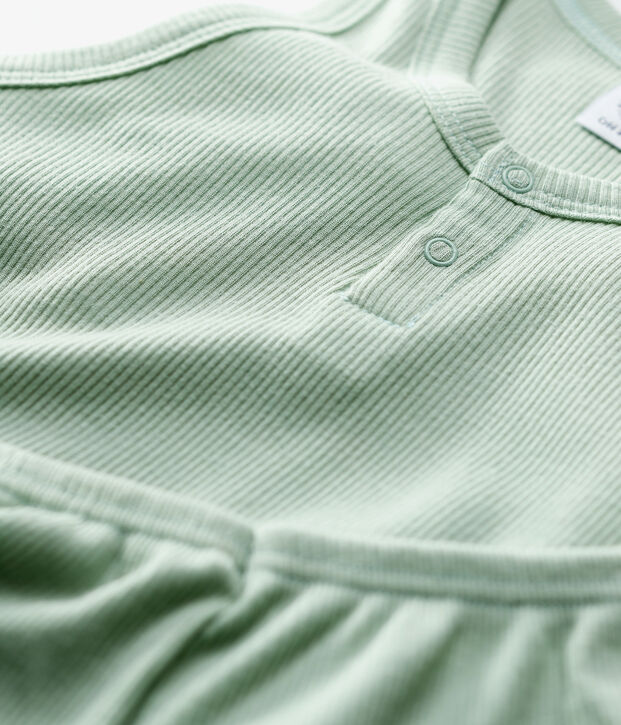 Pijama corto liso jade de algod&oacute;n y lyocell de ni&ntilde;o verde