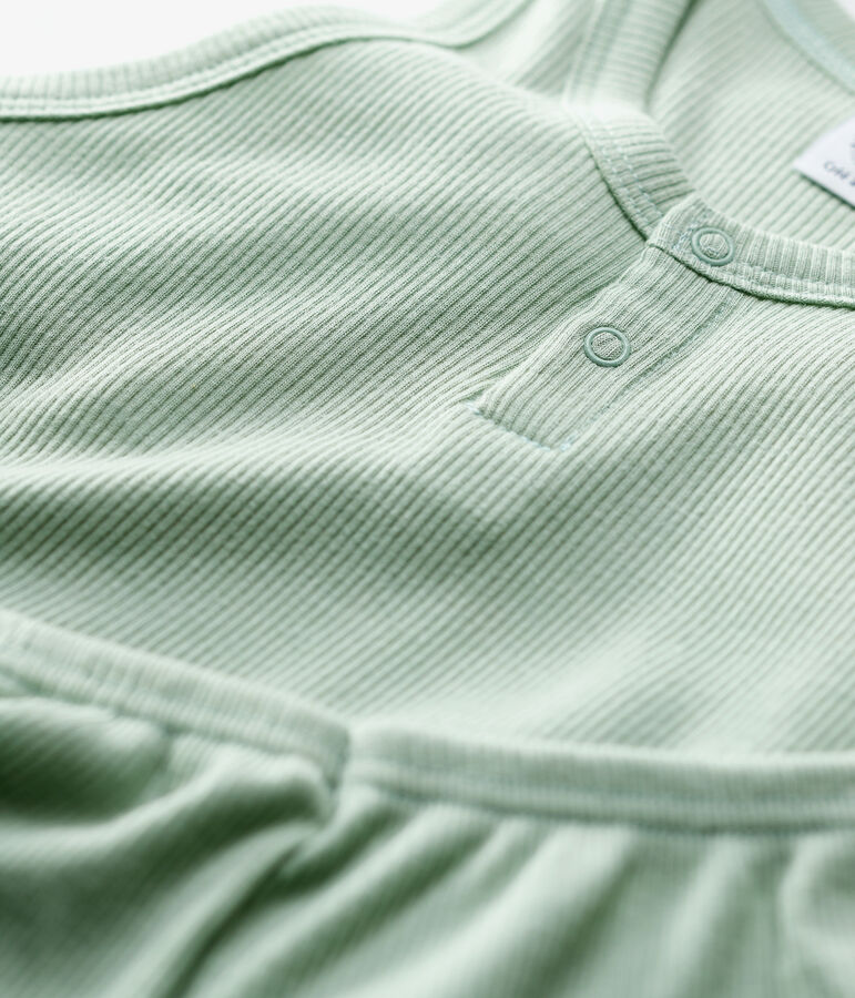 Pijama corto liso jade de algod&oacute;n y lyocell de ni&ntilde;o verde HERBIER