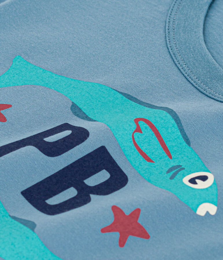 Camiseta de algod&oacute;n de manga corta para ni&ntilde;o azul/verde