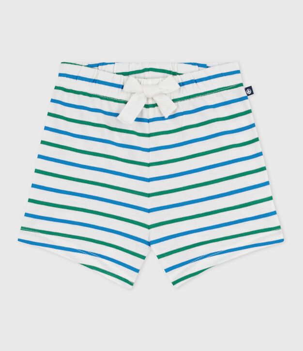 Shorts bicolores de algod&oacute;n a rayas para beb&eacute; blanco/multicolor