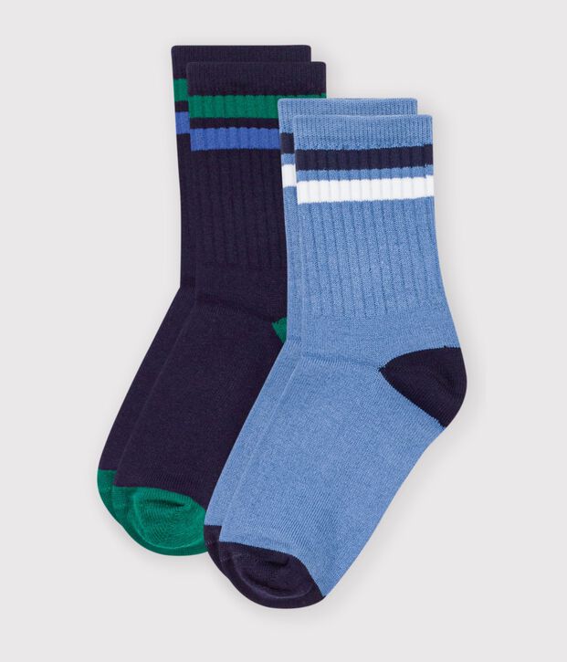 2 pares de calcetines infantiles lisos de algod&oacute;n multicolor