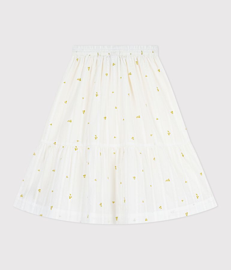 Falda larga infantil de algod&oacute;n con estampado de flores verde/verde