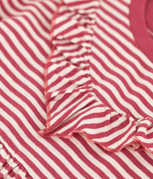 Vestido de punto flameado a rayas para ni&ntilde;a rosa/crudo