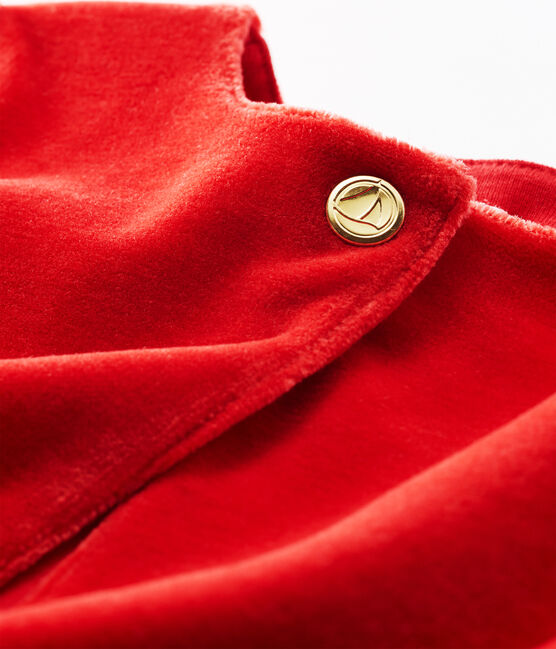 Cárdigan de rayas y terciopelo para bebé niña rojo TERKUIT
