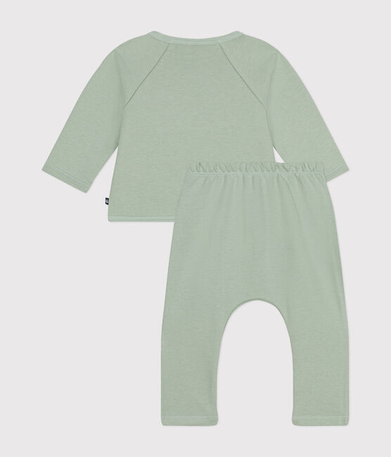 Conjunto de 2 piezas de muletón para bebé verde HERBIER