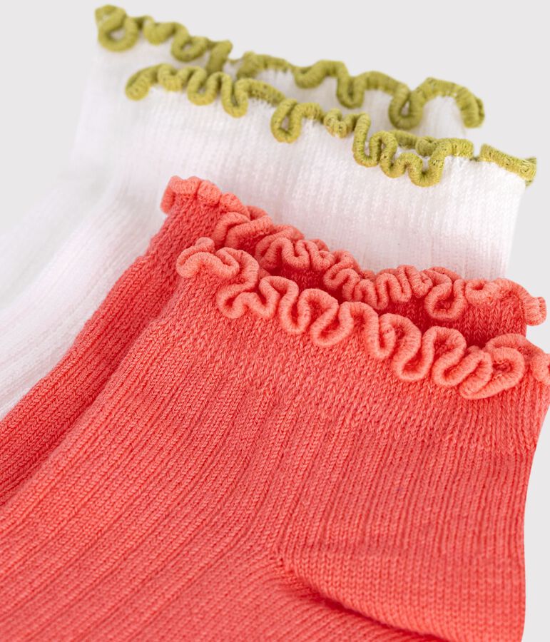 2 pares de calcetines de algod&oacute;n con detalle de puntilla para ni&ntilde;a variante 1