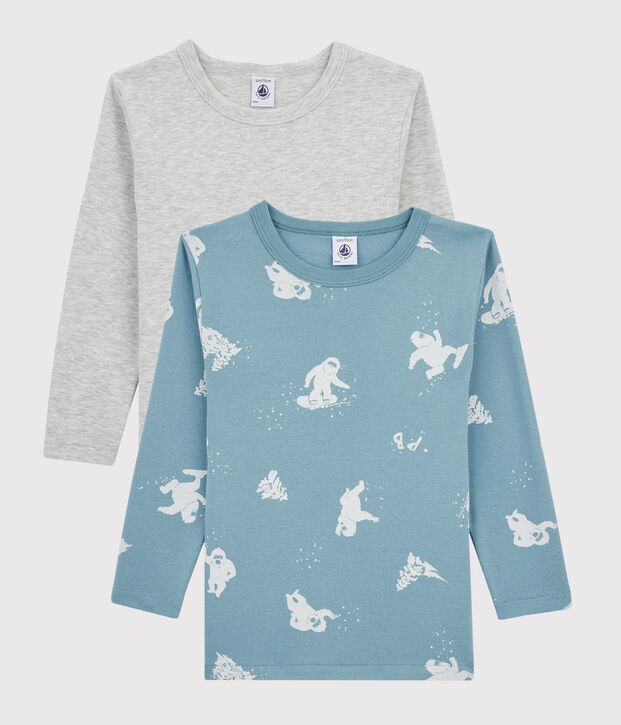 Juego de 2 camisetas de manga larga con estampado de yeti de ni&ntilde;o peque&ntilde;o multicolor