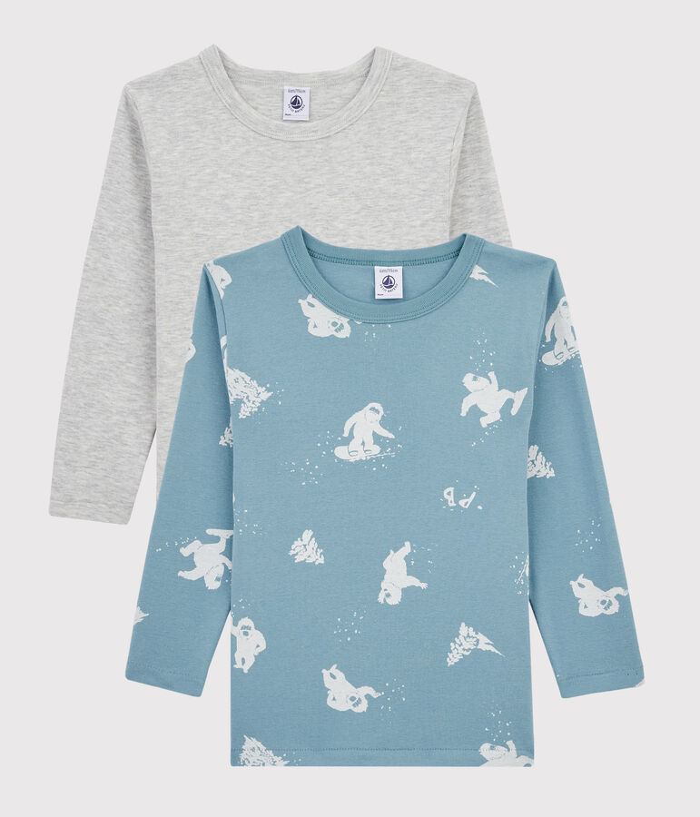 Juego de 2 camisetas de manga larga con estampado de yeti de ni&ntilde;o peque&ntilde;o multicolor