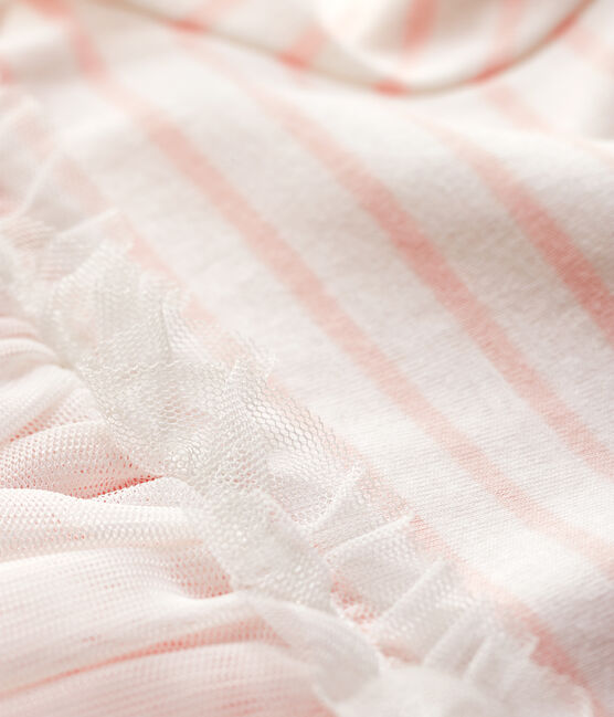 Vestido de dos materiales de manga corta de bebé niña blanco MARSHMALLOW/rosa MINOIS
