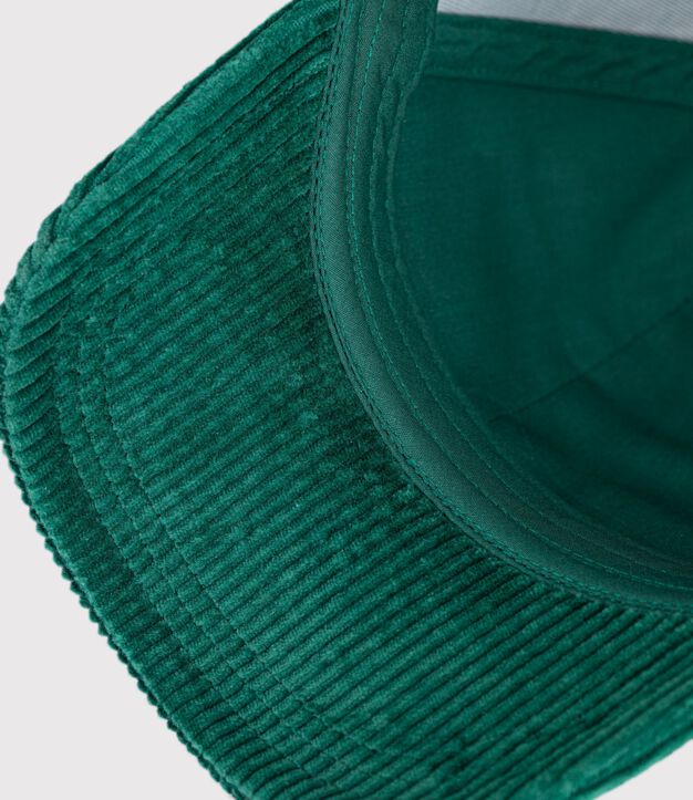 Gorra infantil de pana lisa verde