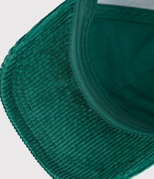 Gorra infantil de pana lisa verde