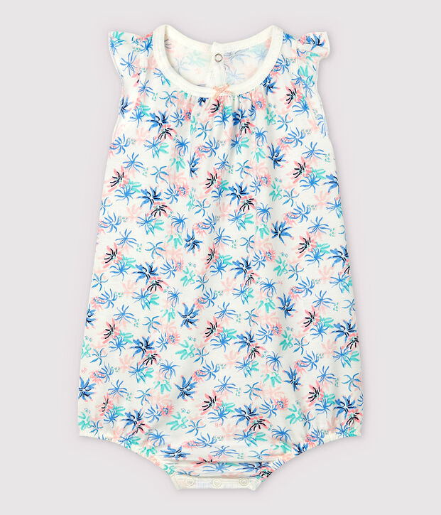 Mono corto con an&eacute;monas de punto fino de beb&eacute; ni&ntilde;a blanco/multicolor