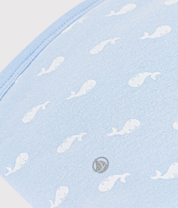 Bolsa de mano de algod&oacute;n con estampado de ballenas para beb&eacute; azul/blanco