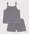 Pijama corto infantil de algod&oacute;n de tirantes a rayas azul/blanco