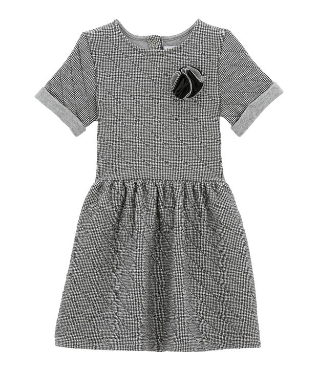 Vestido de manga corta gris/blanco