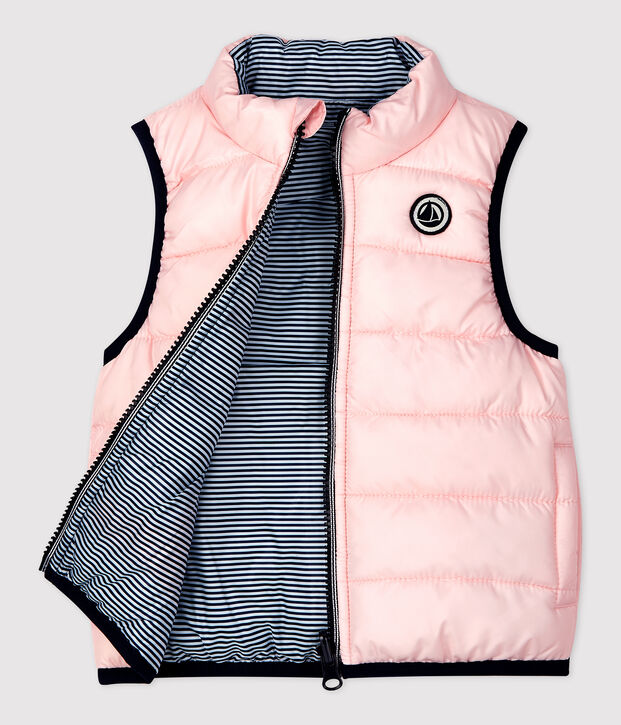 Chaqueta alcolchada para beb&eacute;, reversible, sin mangas y de poli&eacute;ster reciclado rosa