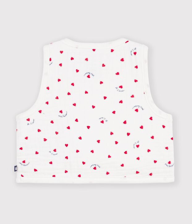 Chaleco de gasa de algod&oacute;n con estampado de corazoncitos para beb&eacute; blanco/multicolor