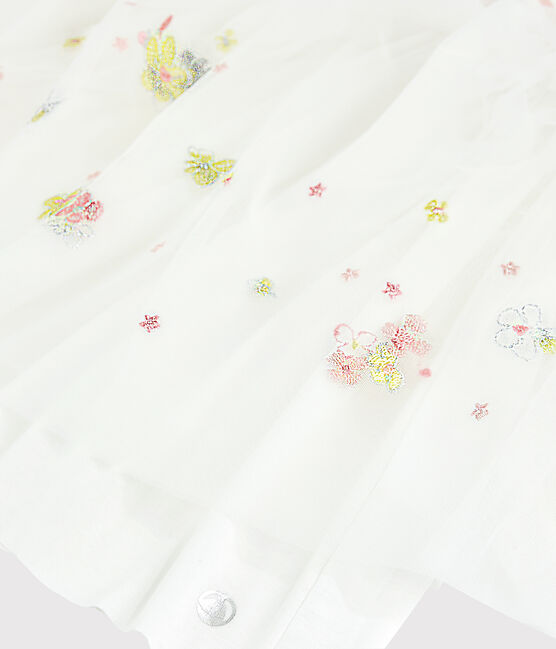 Vestido de celebración de algodón y tul de niña blanco MARSHMALLOW/rosa MINOIS
