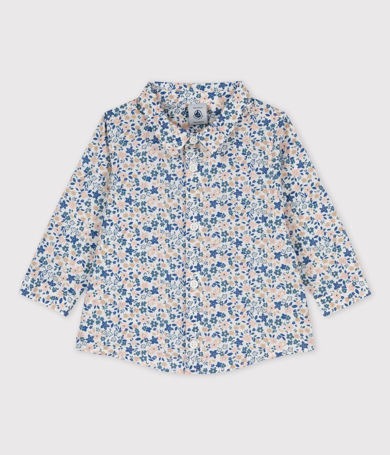 Camisa de manga larga de beb&eacute; con estampado de flores de popelina blanco/multicolor