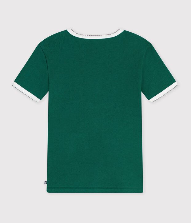 Camiseta lisa de algod&oacute;n de manga corta para mujer TREE