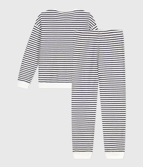 Pijama de rizo de algodón a rayas para mujer azul MILK/ SOIR