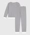 Pijama de rizo de algod&oacute;n a rayas para mujer azul/azul