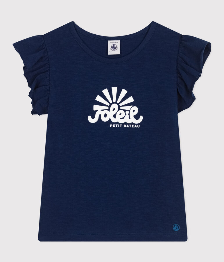 Camiseta de punto flameado para ni&ntilde;a azul MEDIEVAL