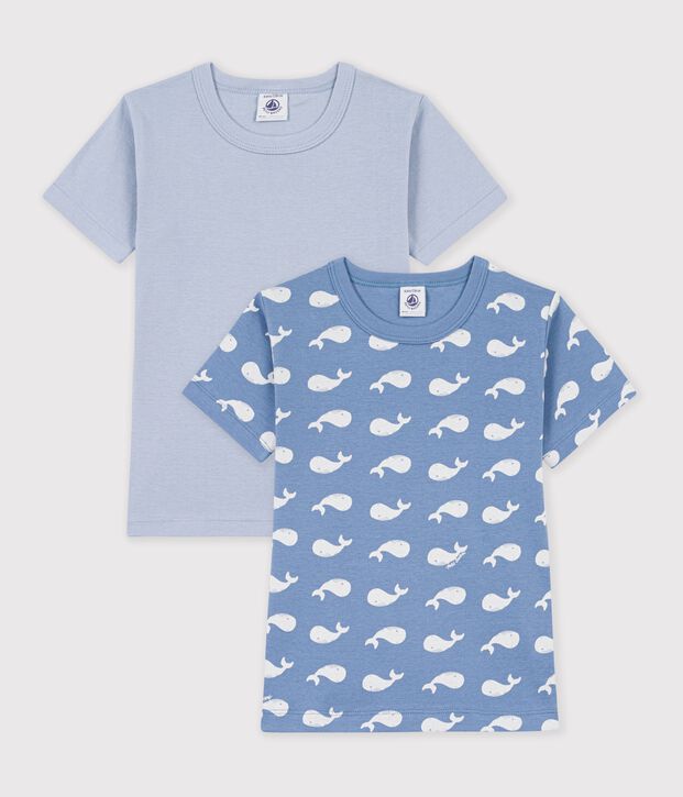 Juego de camisetas infantiles de algod&oacute;n de manga corta con estampado de ballenas multicolor