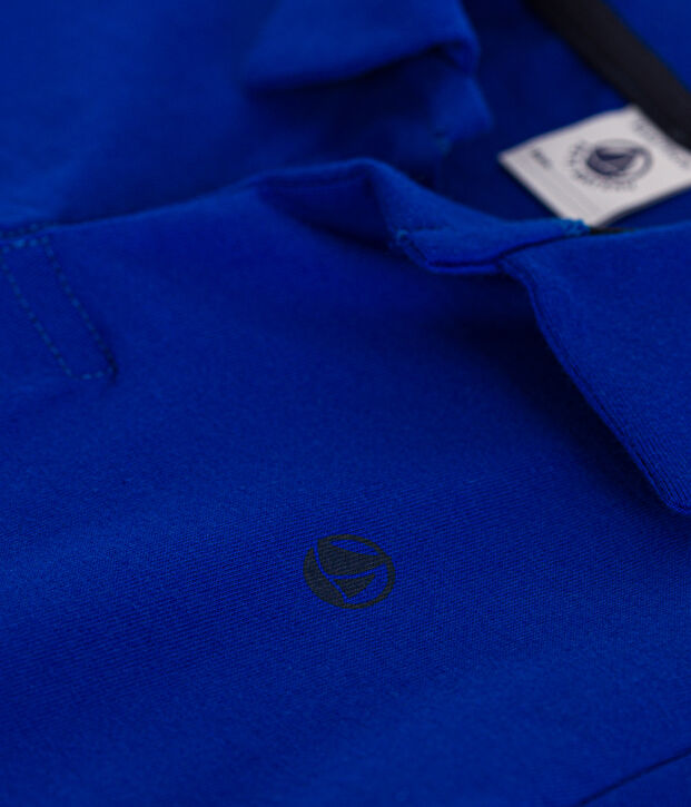 Polo de manga corta de algod&oacute;n para ni&ntilde;o azul