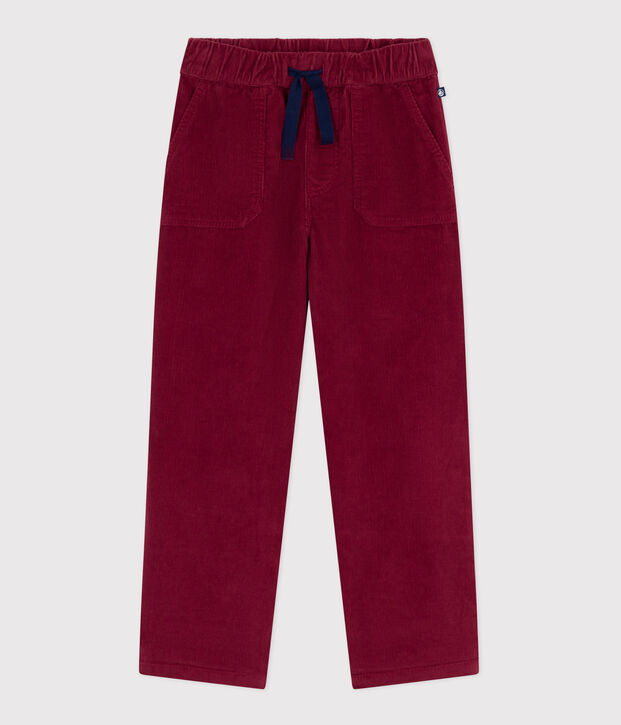 Pantal&oacute;n infantil recto y liso de pana rojo