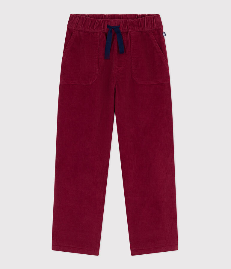 Pantal&oacute;n infantil recto y liso de pana rojo