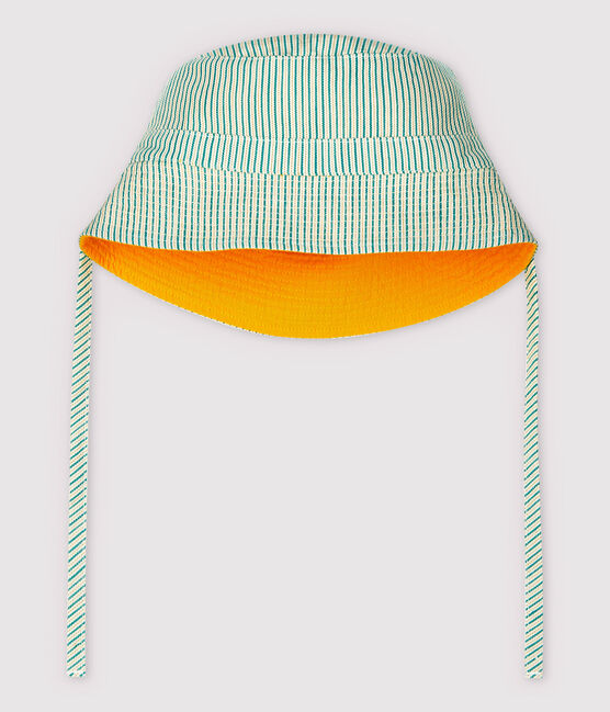 Capelina reversible de bebé niña. verde GAZON/crudo MULTICO