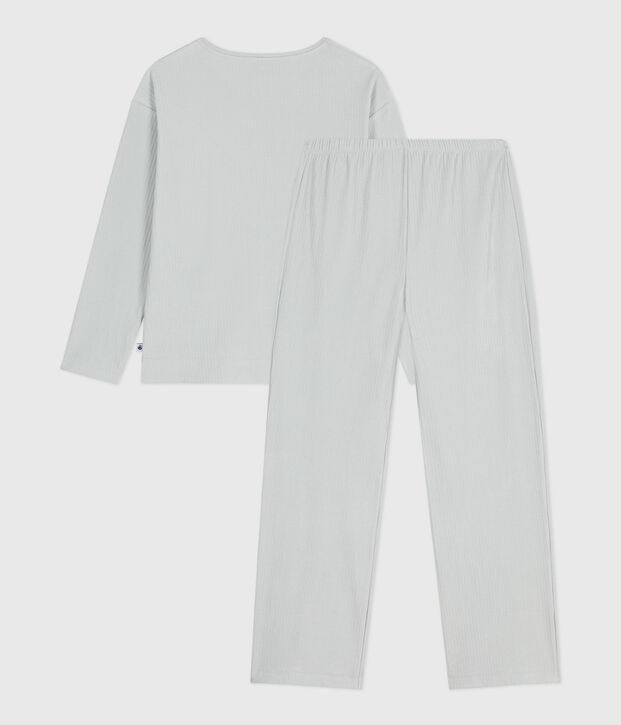 Pijama de terciopelo liso de pierna recta para mujer azul
