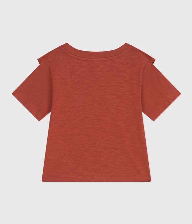 Camiseta de jersey flameado para ni&ntilde;a marron