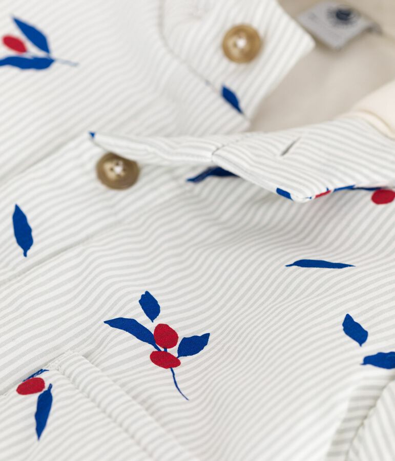 Abrigo de popelina enguatada con capucha y estampado de fruto para beb&eacute; azul/multicolor