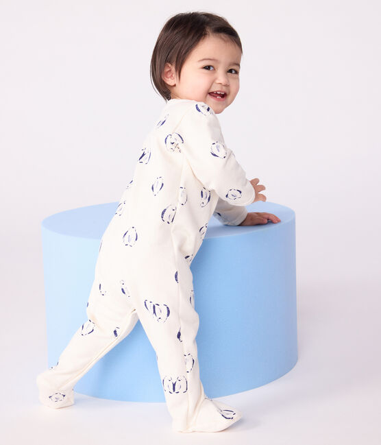 Pijama de felpa cepillada con cuello pétalo y estampado de flores para bebé MILK/ MULTICO