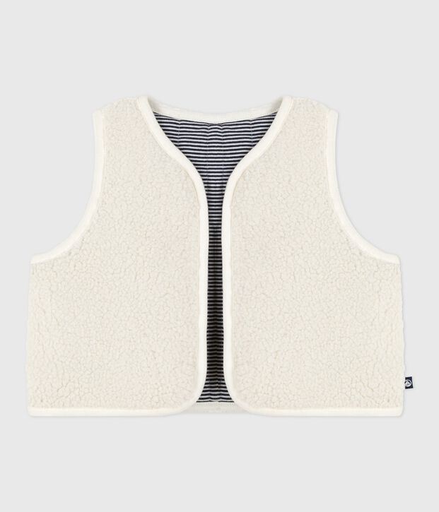 Chaleco de algod&oacute;n milrayas y borreguito para beb&eacute; crudo/multicolor