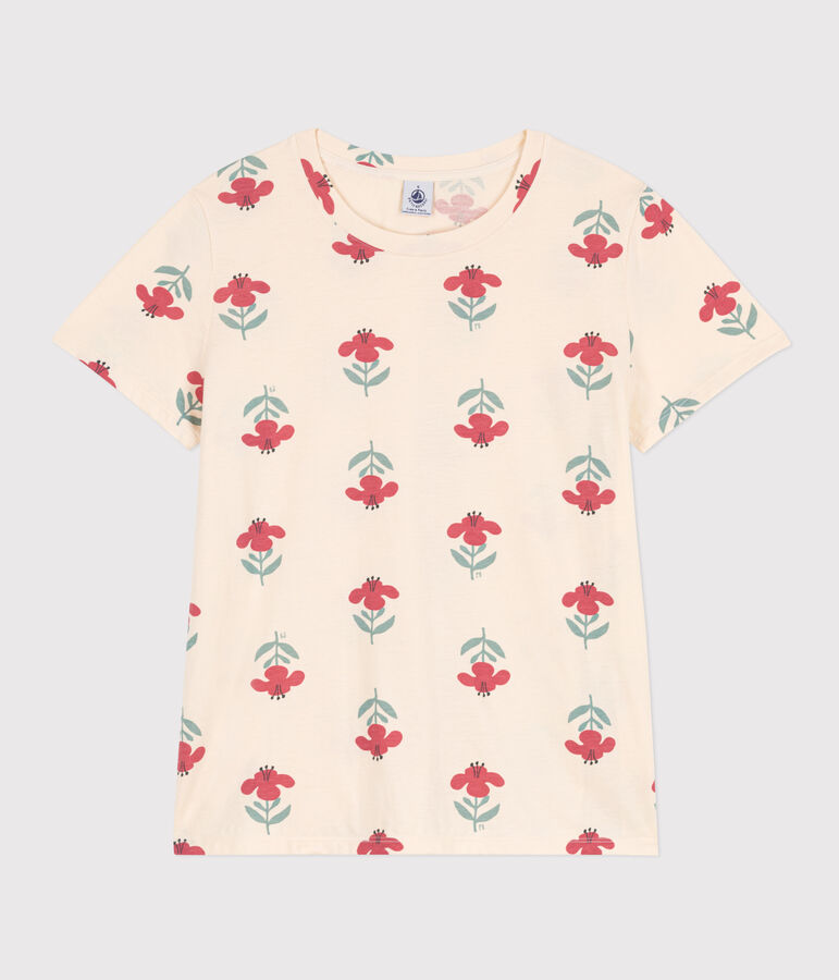 Camiseta LE DROIT de algod&oacute;n con cuello redondo para mujer crudo/multicolor