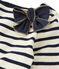 Vestido de doble materia rayada beige COQUILLE/azul SMOKING