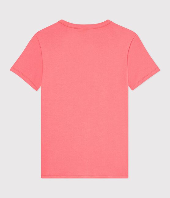 Camiseta lisa de algodón de manga corta para mujer rosa FLAMAND