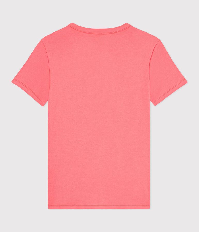 Camiseta lisa de algod&oacute;n de manga corta para mujer rosa