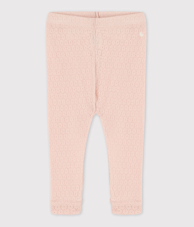 Leggings de algod&oacute;n calado para beb&eacute; rosa