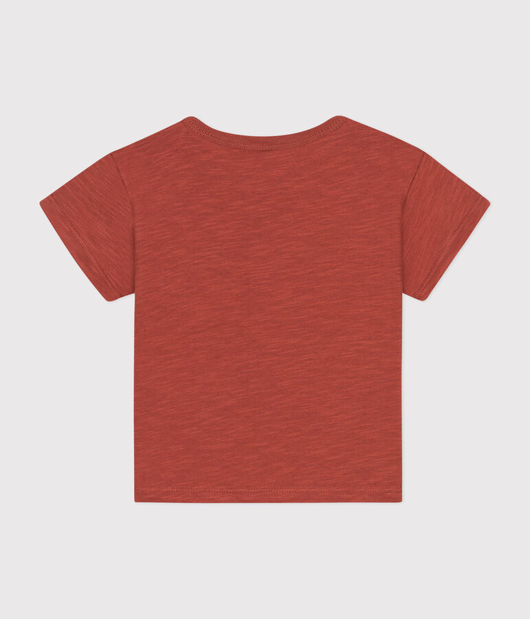 Camiseta de manga corta de punto flameado para beb&eacute; marron