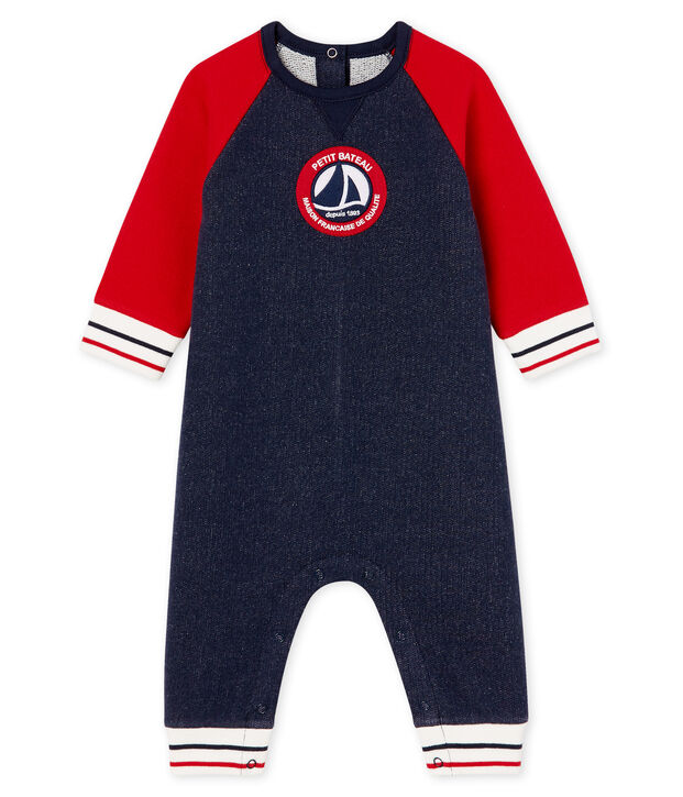 Mono largo en mulet&oacute;n para beb&eacute; ni&ntilde;o azul/rojo