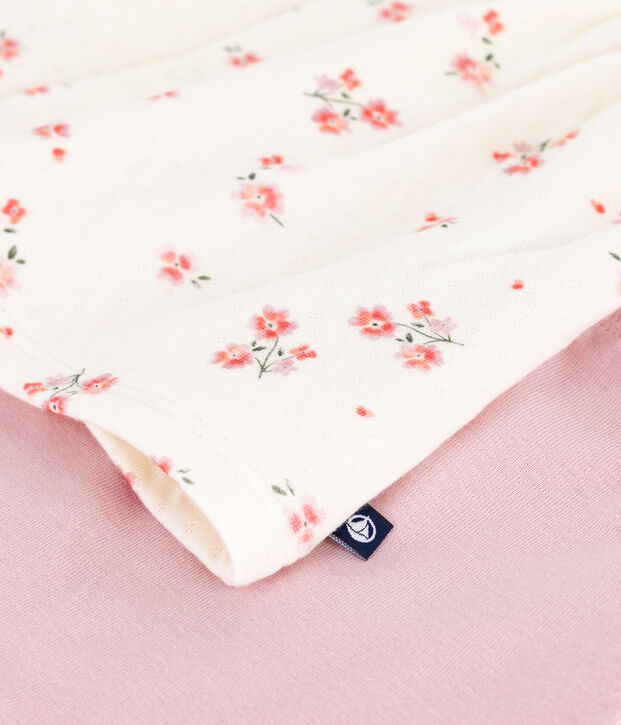 Vestido con cuello con estampado de flores y leggings de algod&oacute;n para beb&eacute; crudo/multicolor