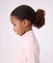 Camiseta infantil de cuello alto de algod&oacute;n a rayas rosa/rosa