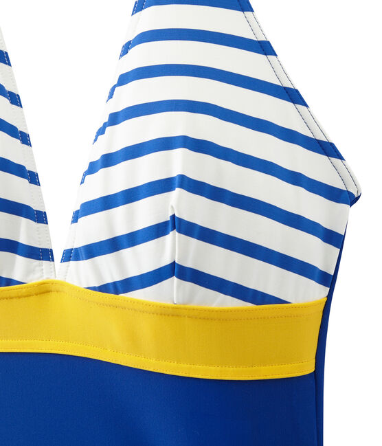 Bañador de 1 pieza para mujer blanco MARSHMALLOW/azul PERSE/ MULTICO